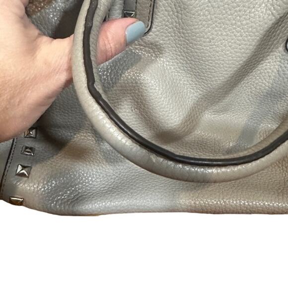 Michael Kors Dove Gray Leather Sandrine Studded Satchel Bag Women - Picture 5 of 13